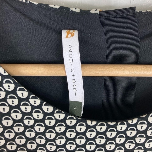 SACHIN + BABI Lock Print Leather Trim Shift Dress - Picture 4 of 7